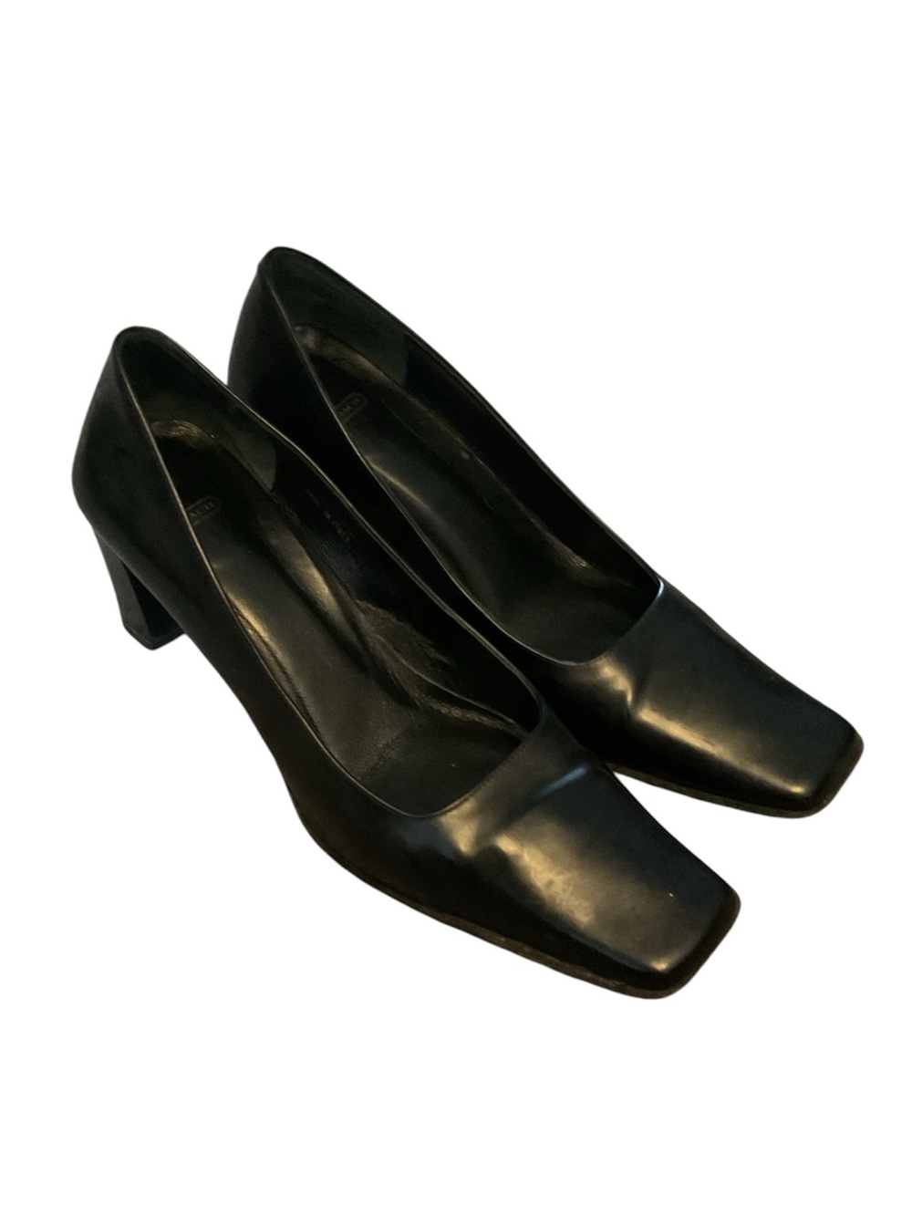 Coach Vintage Black Leather Square-Toe Block Heel Pumps Heels Dress Shoes sz 8